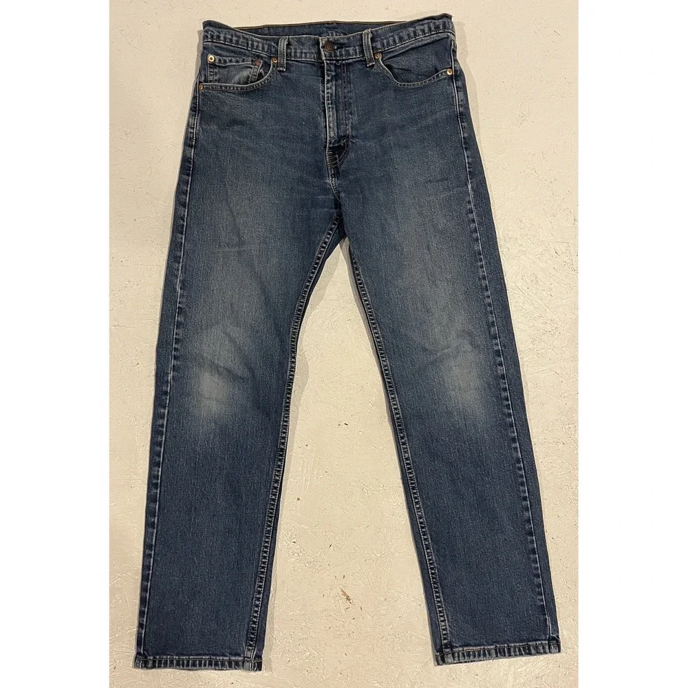 Levi's 505 Jeans Mens 36x32 Regular Fit Straight Leg Light Wash Blue‎ Denim